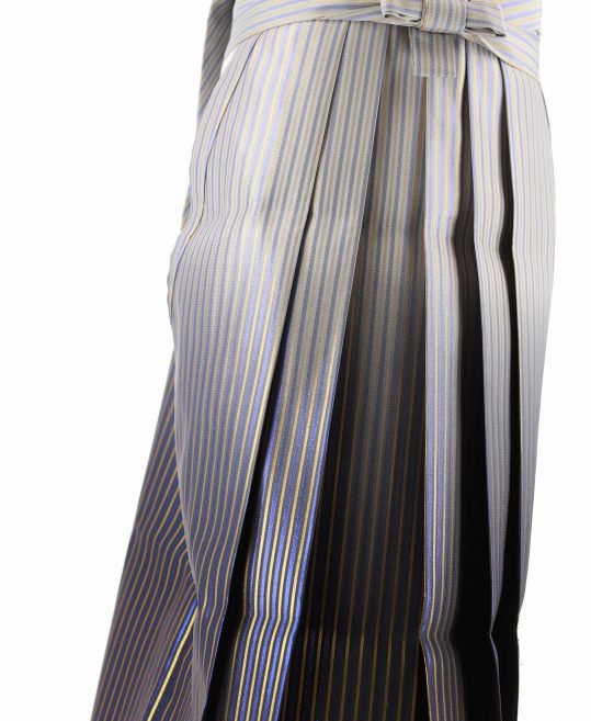 男性用袴単品レンタル(成人式・結婚式・卒業式)白紫ぼかし金紫ストライプ[身長155cm]No.143